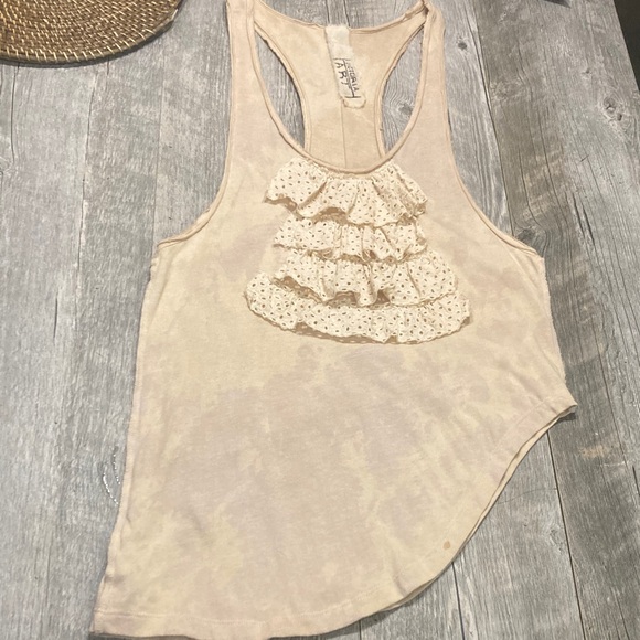 Hand Crafted Tops - “Clochard de Luxe” Cream Ruffled Tank Top